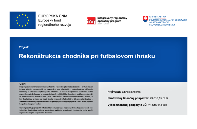 Rekonštrukcia chodníka pri futbalovom ihrisku