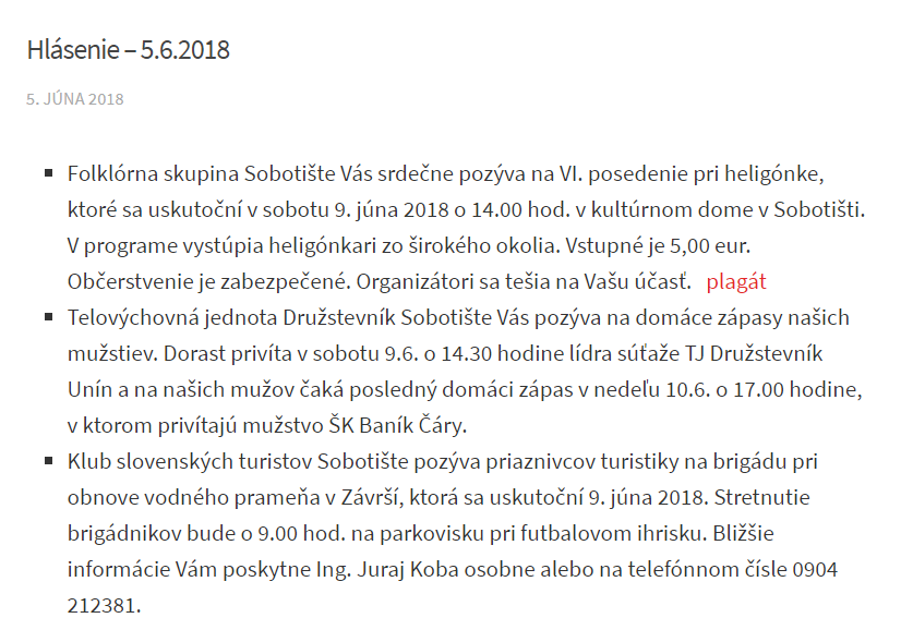 Hlásenie – 5.6.2018