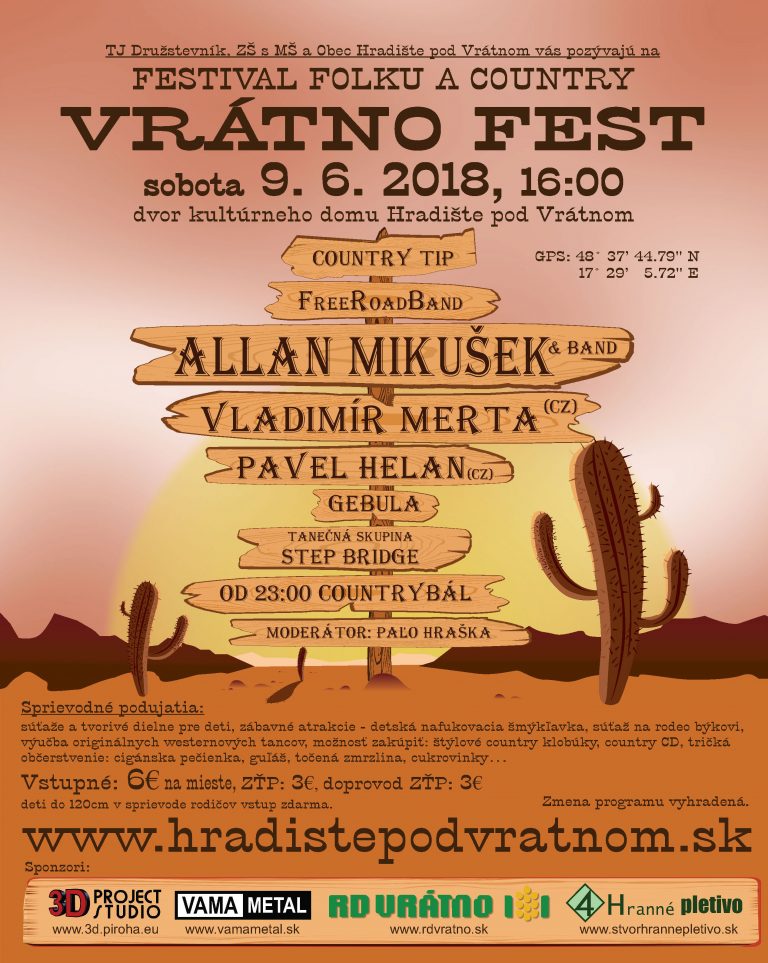 Hradište pod Vrátnom, festival folku a country – 9.6.2018