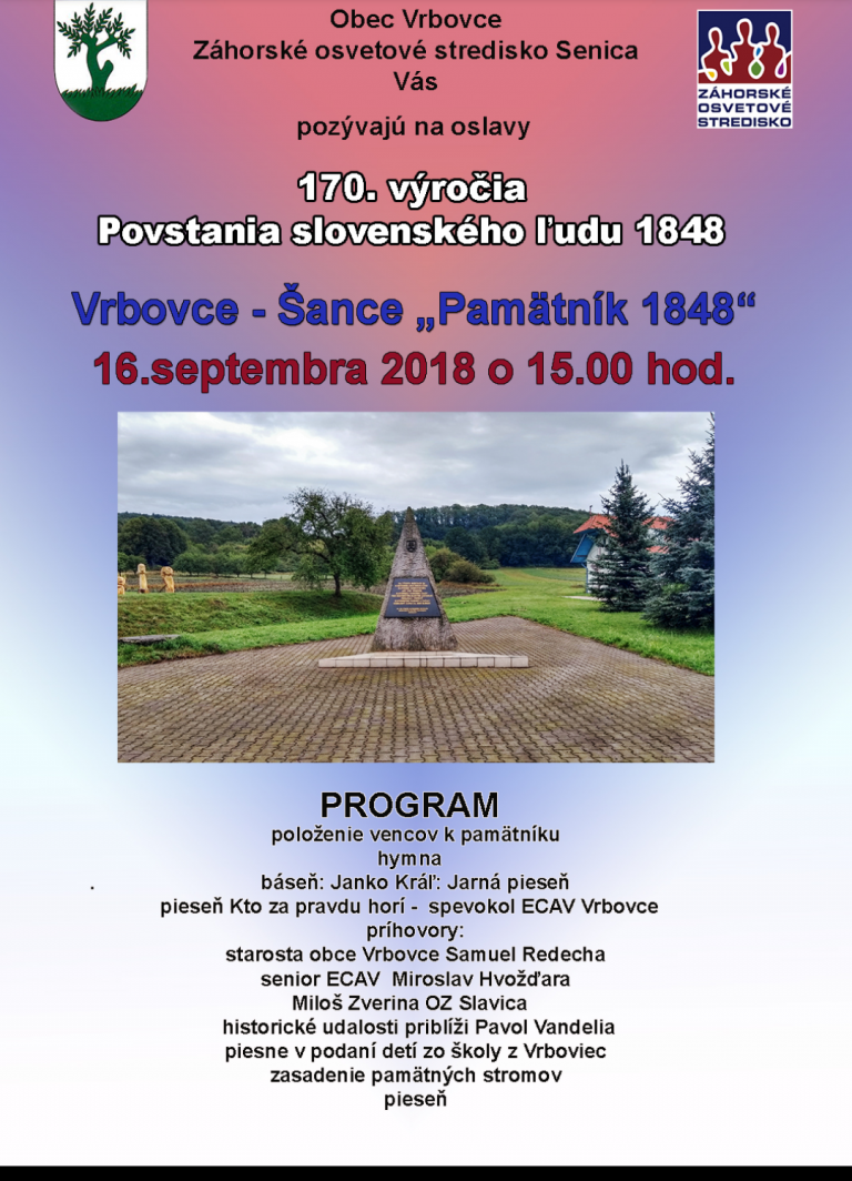 Vrbovce-Šance: Oslavy 170. výročia Povstania slovenského ľudu 1848
