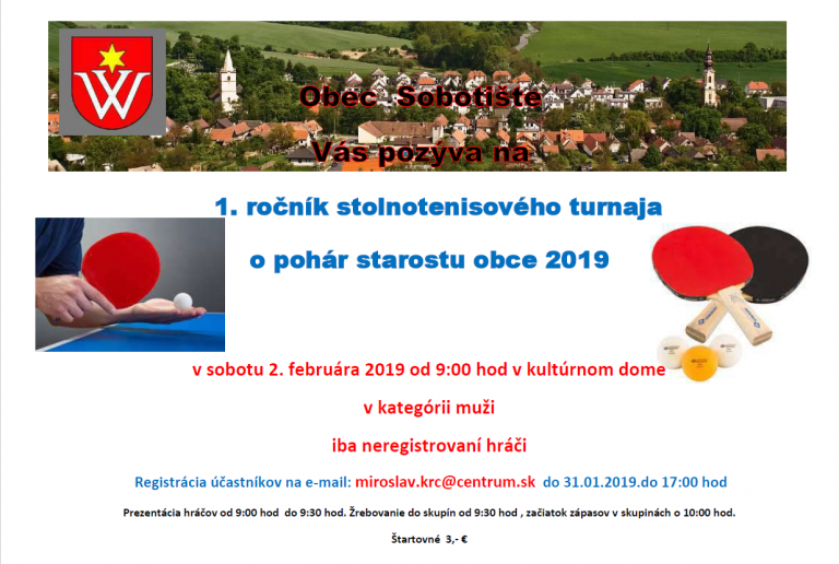 Stolnotenisový turnaj o pohár starostu obce – 2.2.2019