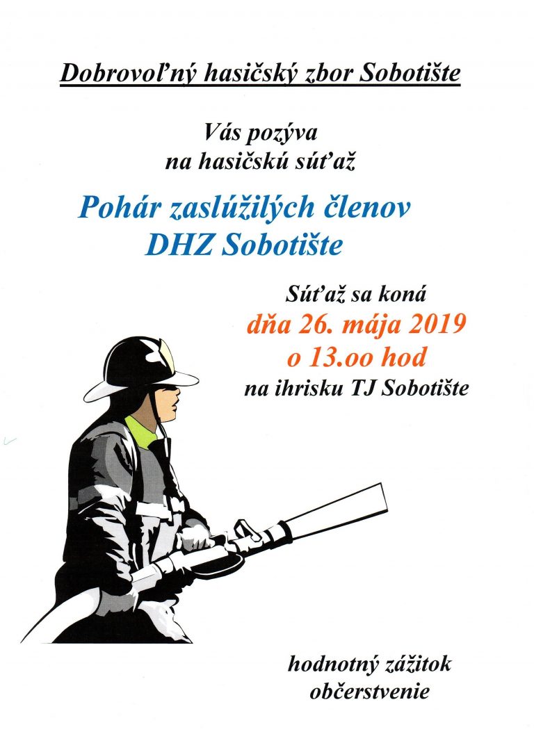Pohár zaslúžilých členov DHZ Sobotište – 26.5.2019