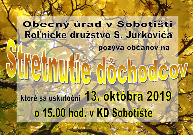 Stretnutie dôchodcov – 13.10.2019