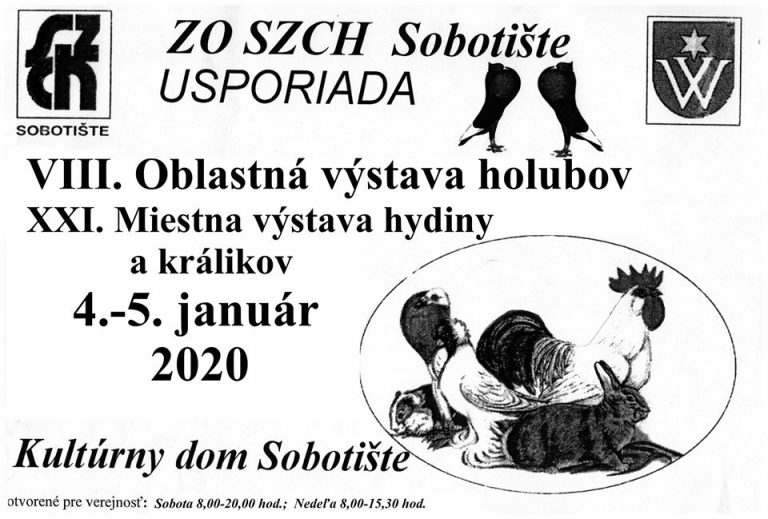Oblastná výstava holubov a Miestna výstava hydiny a králikov – 4.-5. január 2020
