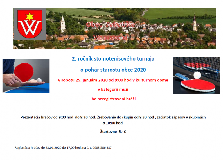 Stolnotenisový turnaj – 25.1.2020