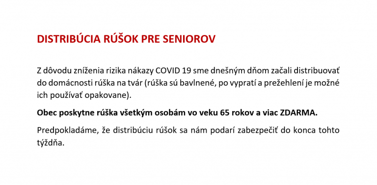 Distribúcia rúšok pre seniorov