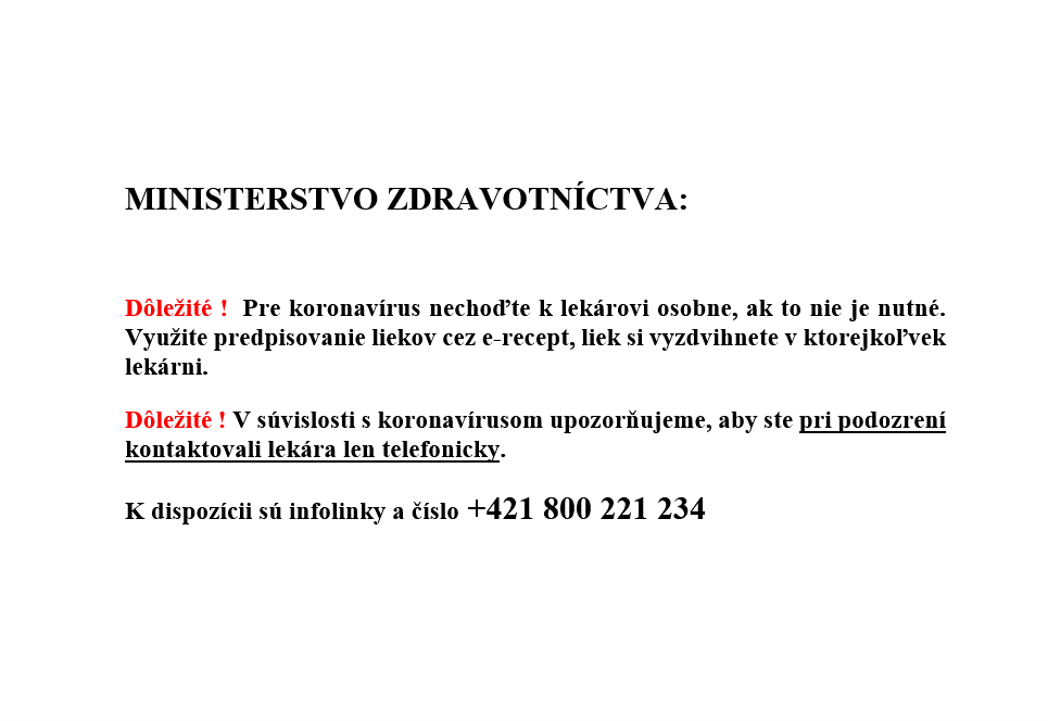 Koronavírus – odporúčania – informačné letáky  – kontakty