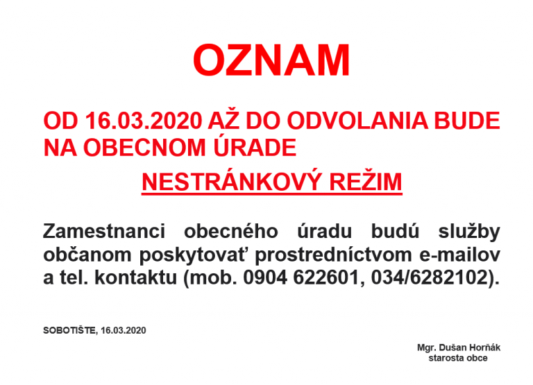 Oznam – nestránkový režim