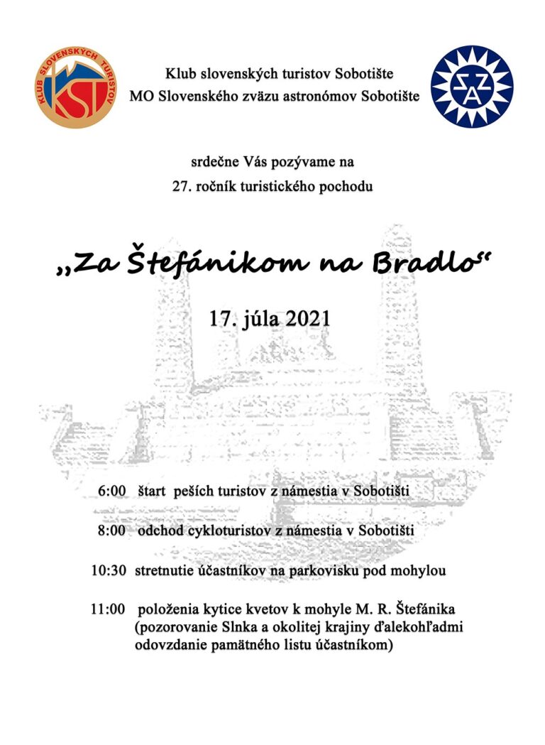 Za Štefánikom na Bradlo – turistický pochod