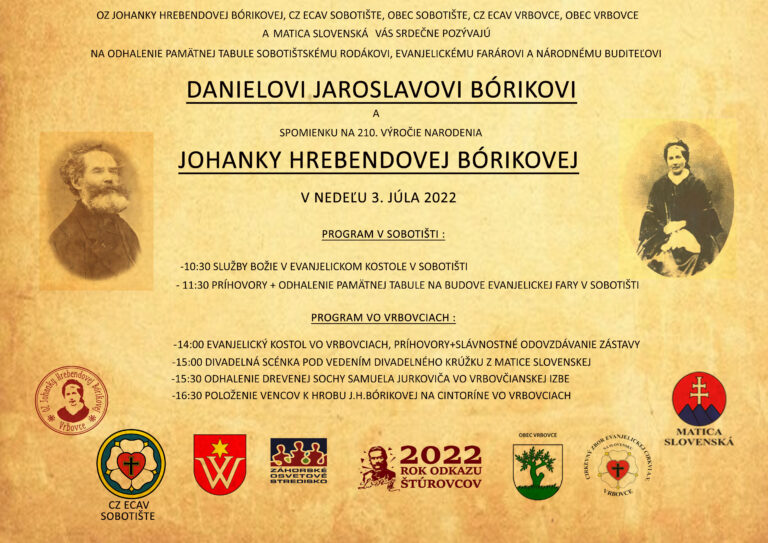 Pozývame Vás na odhalenie pamätnej tabule a spomienkovú slávnosť  – 3.7.2022