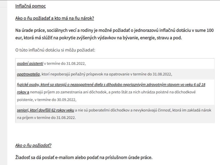 Inflačná pomoc v sume 100 eur – ako o ňu požiadať a kto má na ňu nárok?