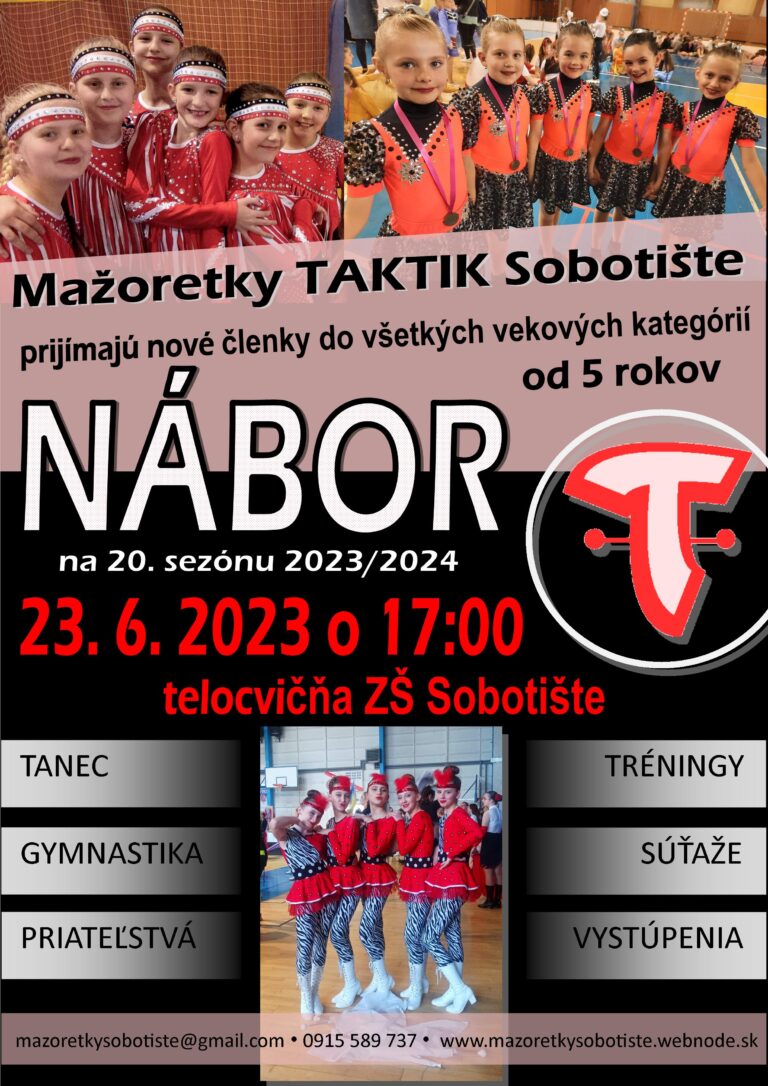 Mažoretky TAKTIK Sobotište srdečne pozývajú medzi seba dievčatá zo Sobotišťa a blízkeho okolia.