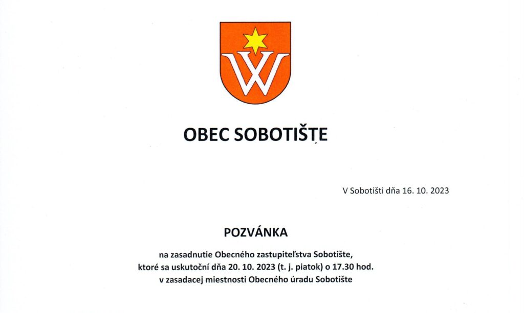 Pozvánka na zasadnutie OZ – 20.10.2023