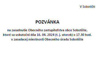 Pozvánka na zasadnutie OZ – 16.4.2024