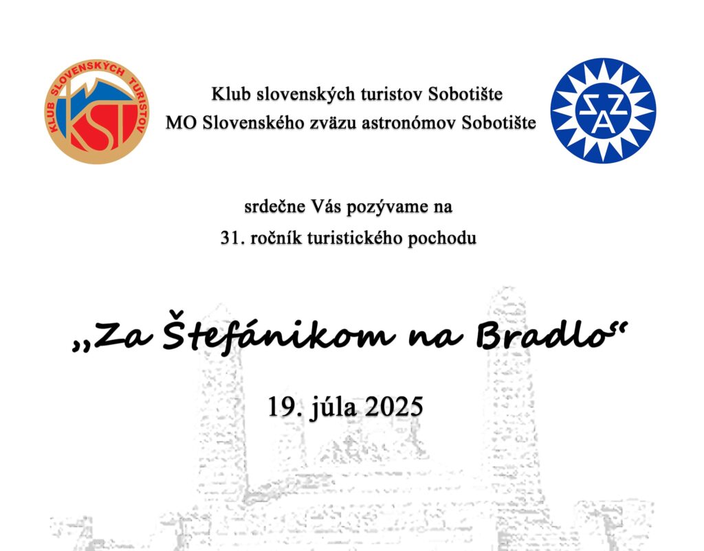 Pozvánka na pochod – Za Štefánikom na Bradlo – 19.7.2025