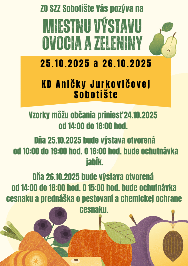 Miestna výstava ovocia a zeleniny  25.10. – 26.10.2025