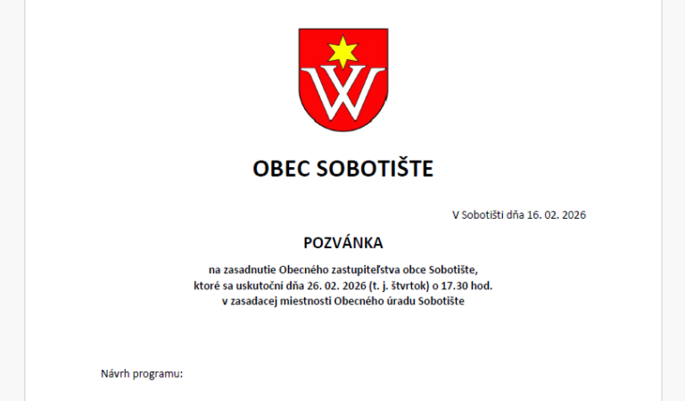 Pozvánka na zasadnutie OZ – 26.2.2026