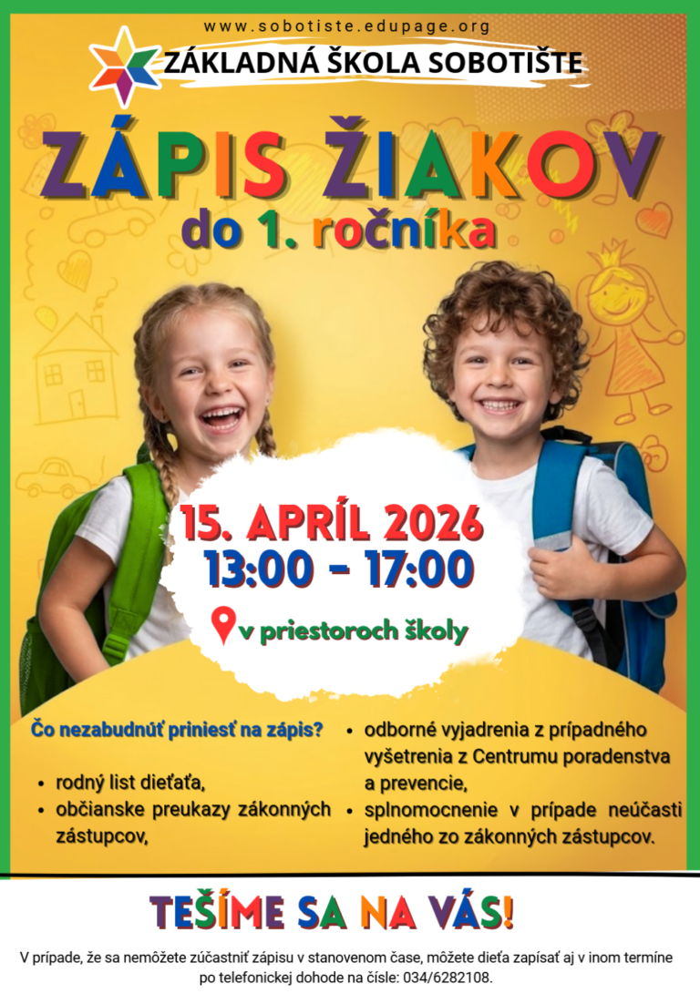 Zápis detí do prvého ročníka ZŠ (15.4.2026)
