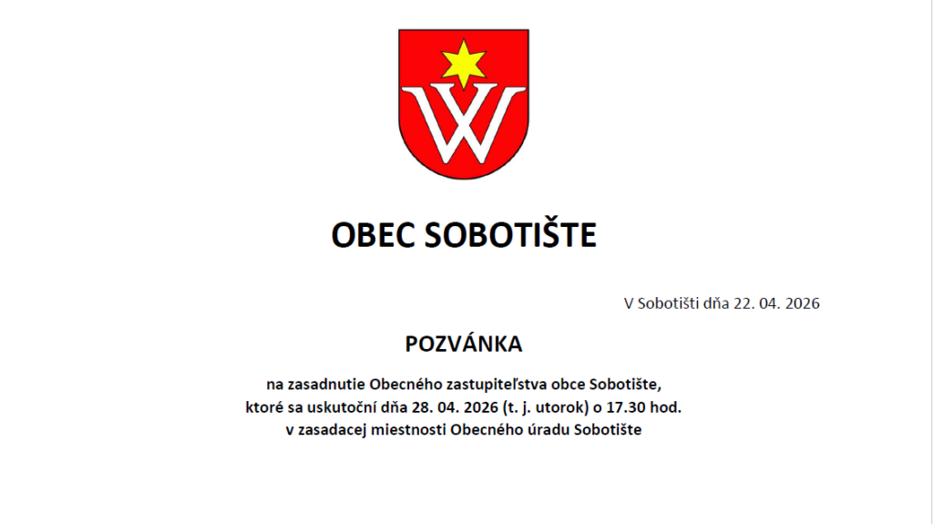 Pozvánka na zasadnutie OZ – 28.4.2026