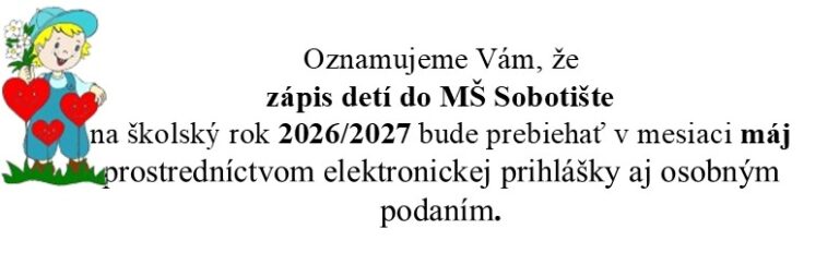 Zápis detí do MŠ Sobotište