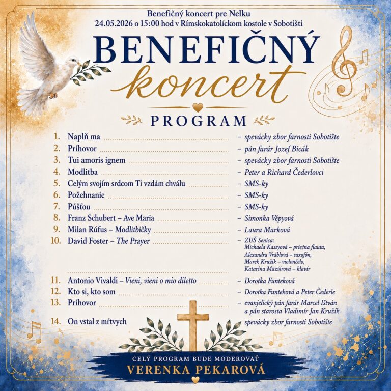 Benefičný koncert už túto nedeľu 24.5.!