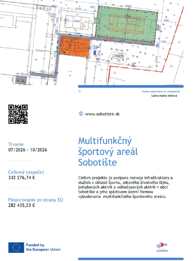 Obec Sobotište bude mať nový multifunkčný športový areál s podporou Európskej únie