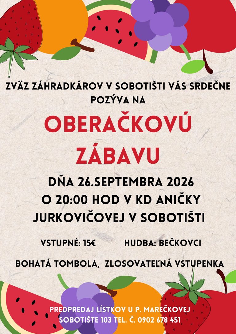 Oberačková zábava – 26.9.2026